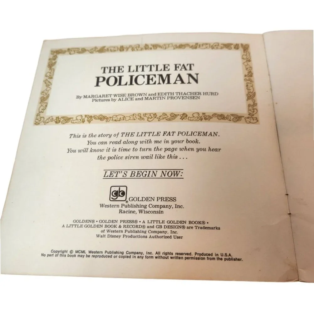 Vintage 1950s The Little Fat Policeman A Little Golden Book & 33 1/3 Record #224